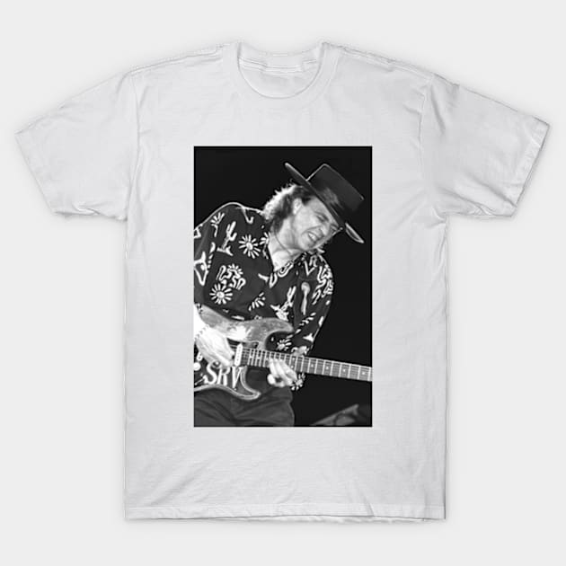 Stevie Ray Vaughan BW Photograph T-Shirt by Concert Photos